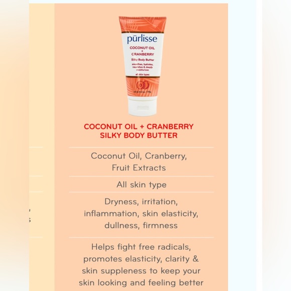 Purlisse Coconut Oil + Cranberry Silky Body Butter - Picture 3 of 3